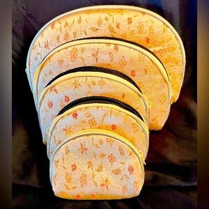 Silk Floral Patterned Women's Bag Set 5 New Zippers Lightweight Gardencore VTG